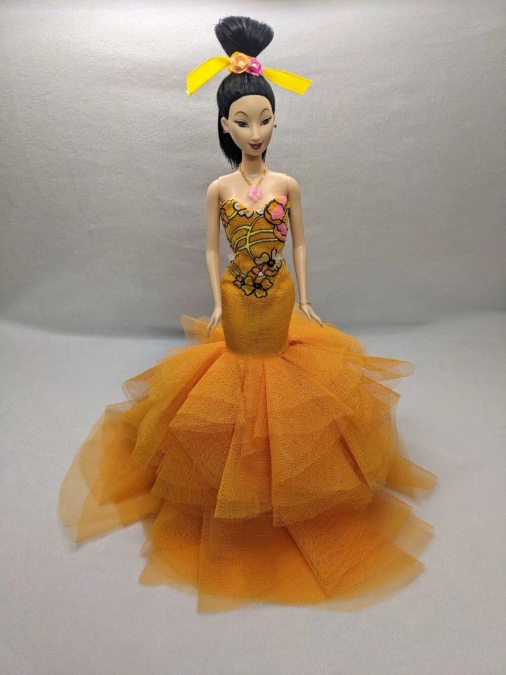 Ooak Disney Mulan Barbie Doll In Cora Gu Couture Ball Gown Custom Collector